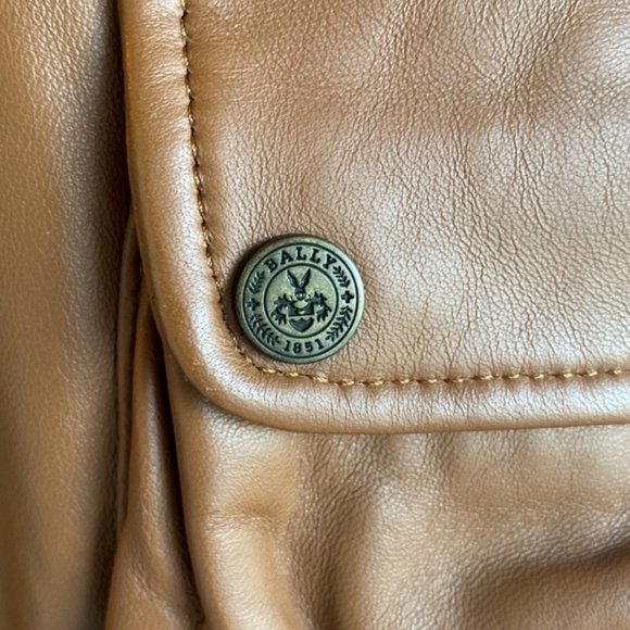 Bally | Tan 100% Lambskin Leather Moto Jacket - Picture 5 of 9